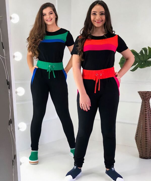 Conjunto Moletom Mix Color Blusa + Calça